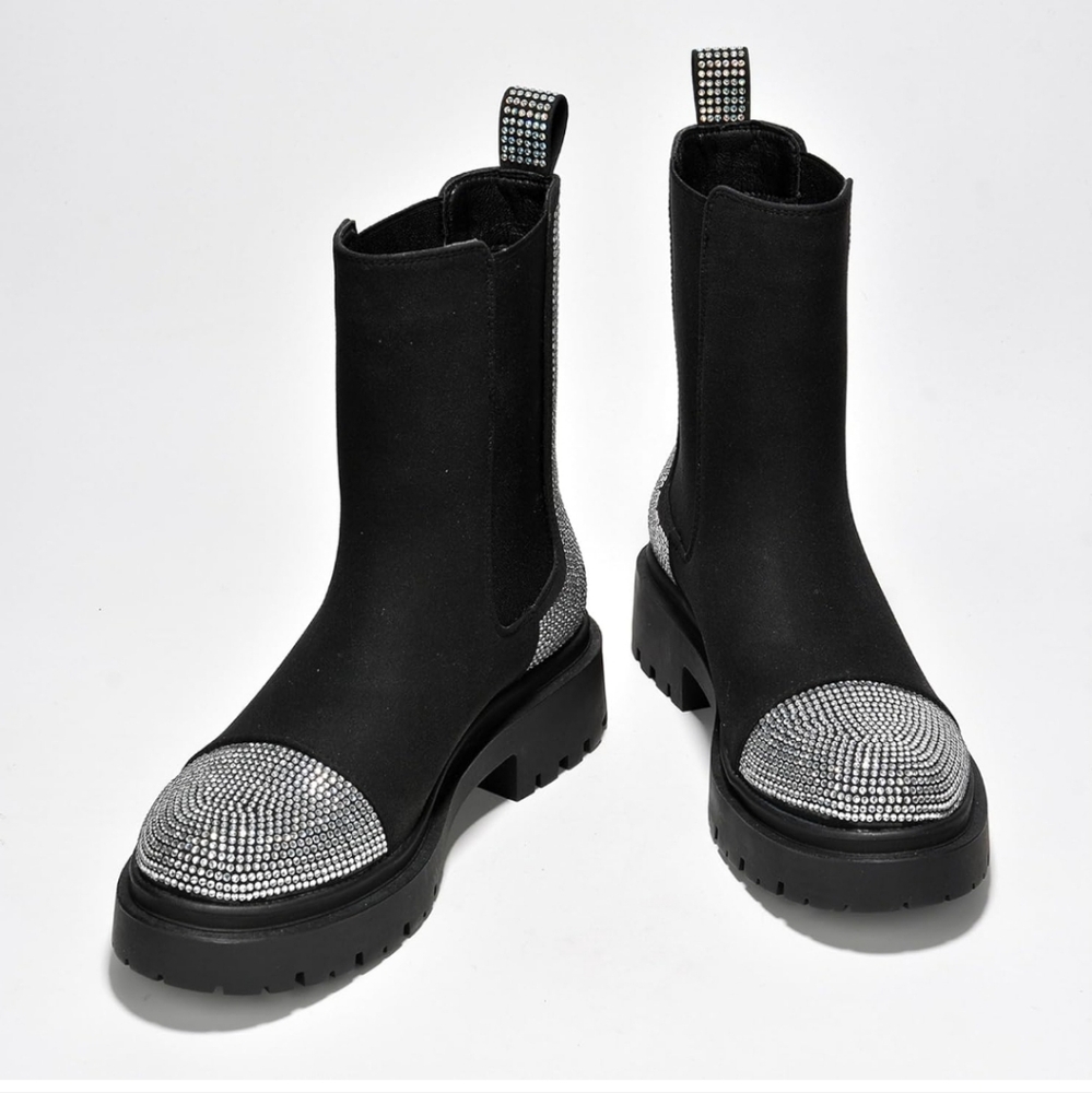 Cape Robbin Nineo Black Rhinestone Chelsea Boots Women Size 7 - Picture 9 of 10
